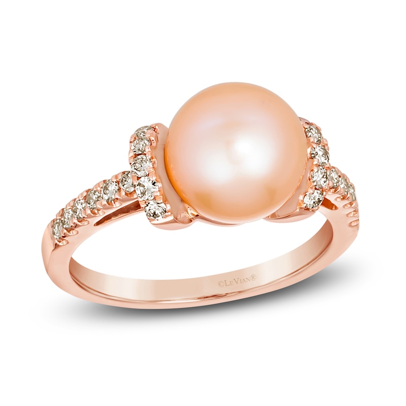 Main Image 1 of Previously Owned Le Vian Cultured Pink Freshwater Pearl Ring 1/4 ct tw Diamonds 14K Strawberry Gold