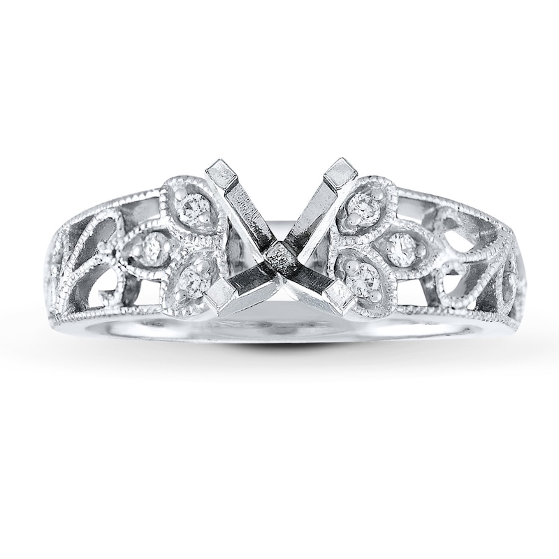 Main Image 1 of Previously Owned Diamond Ring Setting 1/15 ct tw Round-cut 14K White Gold