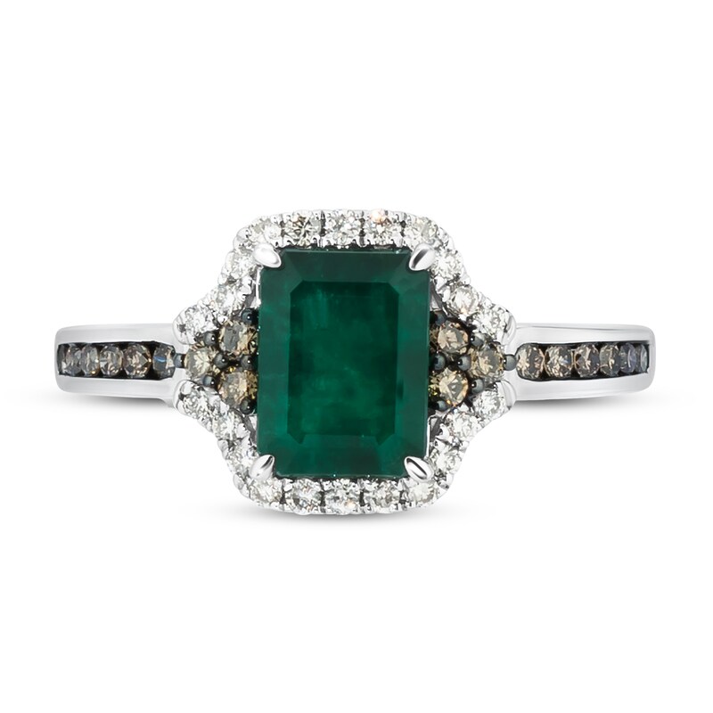 Main Image 4 of Previously Owned Le Vian Natural Emerald Ring 3/8 ct tw Diamonds 14K Vanilla Gold