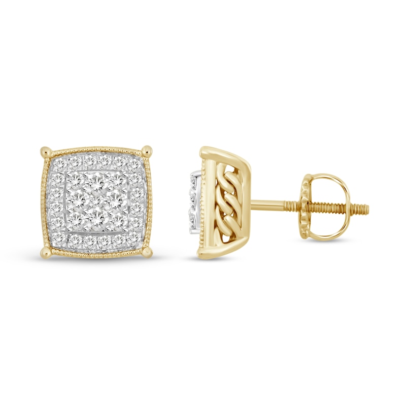 Main Image 2 of Previously Owned Men's Diamond Earrings 1 ct tw Round 10K Yellow Gold