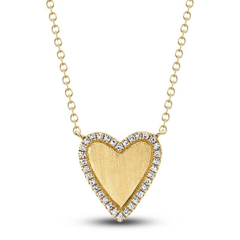 Shy Creation Diamond Heart Necklace 1/15 ct tw Round 14K Yellow Gold 18" SC55007071