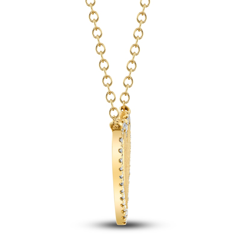 Shy Creation Diamond Heart Necklace 1/15 ct tw Round 14K Yellow Gold 18" SC55007071