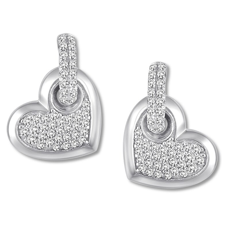 Main Image 2 of Previously Owned Diamond Heart Earrings 1/3 carat tw Round 10K White Gold