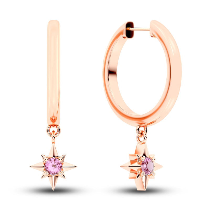 Main Image 1 of Juliette Maison Natural Pink Tourmaline Starburst Drop Earrings 10K Rose Gold