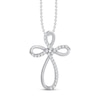 Thumbnail Image 1 of Previously Owned Diamond Cross Necklace 1/4 ct tw Round 10K White Gold