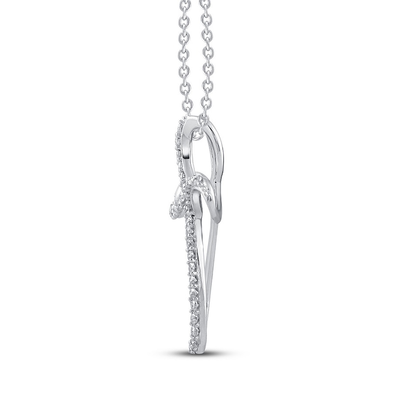 Main Image 3 of Previously Owned Diamond Cross Necklace 1/4 ct tw Round 10K White Gold