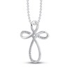 Thumbnail Image 4 of Previously Owned Diamond Cross Necklace 1/4 ct tw Round 10K White Gold