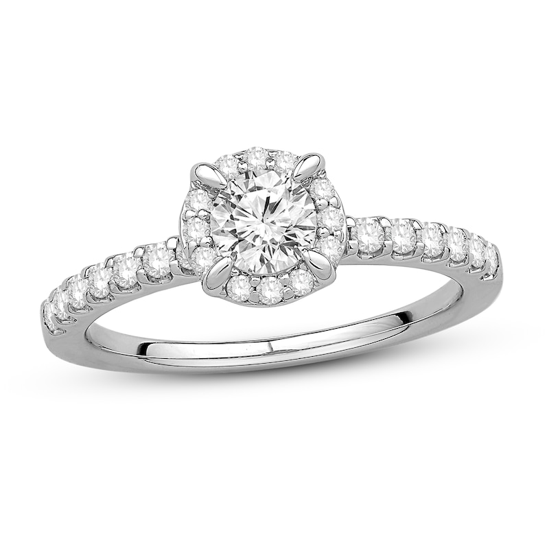 Main Image 1 of Previously Owned Diamond Engagement Ring 3/4 ct tw Round 14K White Gold