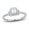 Thumbnail Image 1 of Diamond Engagement Ring 1/2 ct tw Emerald/Round 14K White Gold