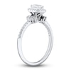 Thumbnail Image 2 of Diamond Engagement Ring 1/2 ct tw Emerald/Round 14K White Gold