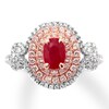 Thumbnail Image 1 of Previously Owned Natural Ruby Ring 3/4 cttw Certified Diamonds 14K Two-Tone Gold