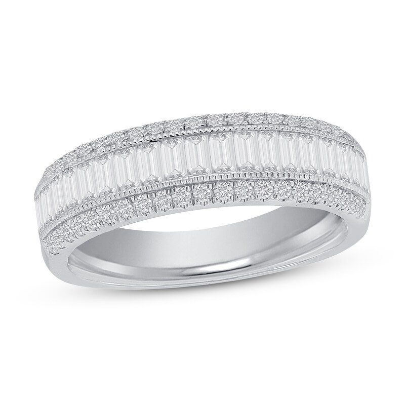 Main Image 1 of Previously Owned Diamond Ring 7/8 ct tw Baguette/Round 14K White Gold