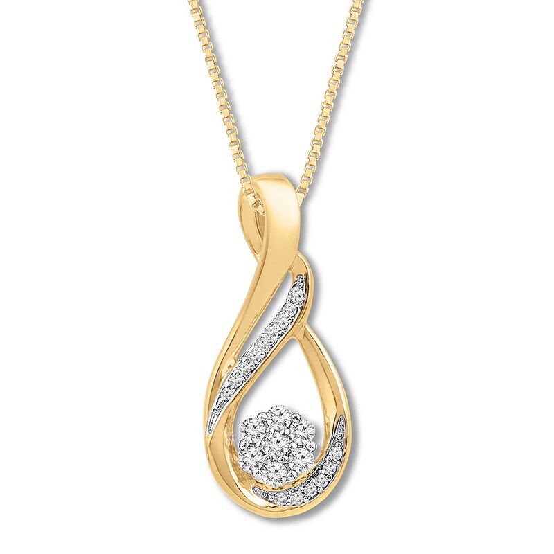 Previously Owned Diamond Swirl Necklace 1/5 carat tw Round 10K Yellow Gold