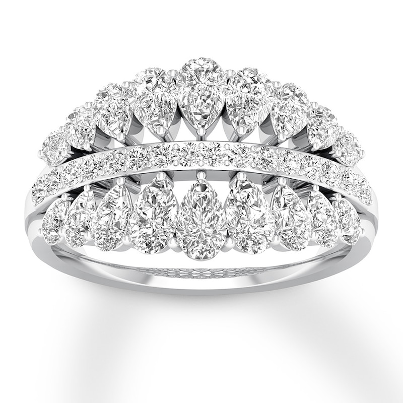 Main Image 1 of Previously Owned Diamond Anniversary Ring 1-5/8 ct tw Pear-shaped 14K White Gold
