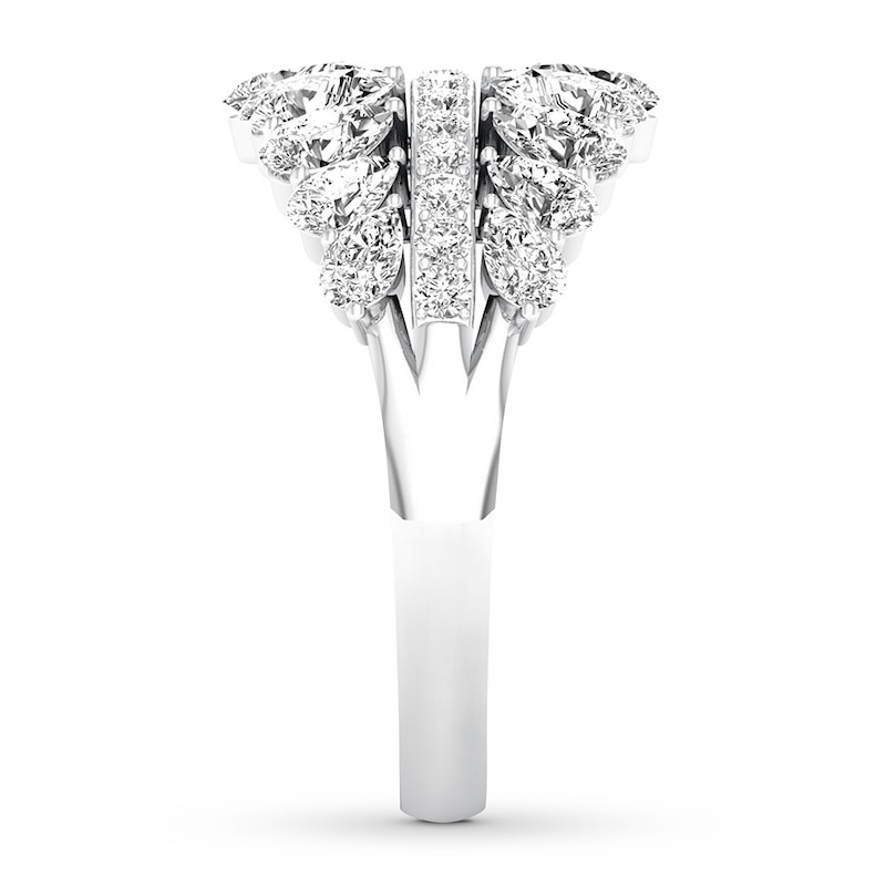 Main Image 3 of Previously Owned Diamond Anniversary Ring 1-5/8 ct tw Pear-shaped 14K White Gold