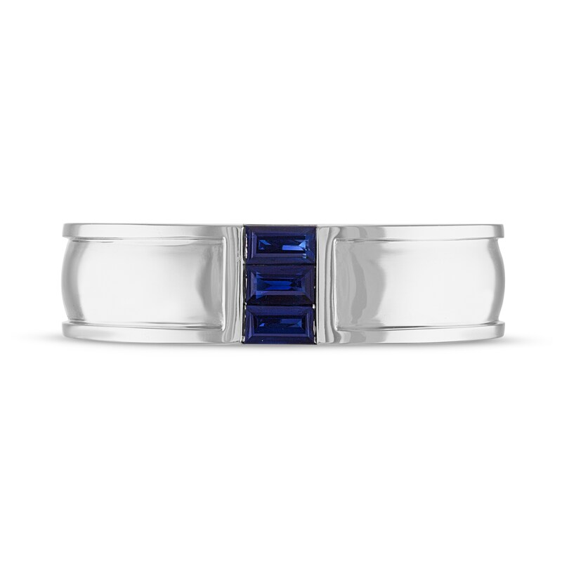 Main Image 3 of Previously Owned Vera Wang WISH Natural Blue Sapphire Men's Band 14K White Gold