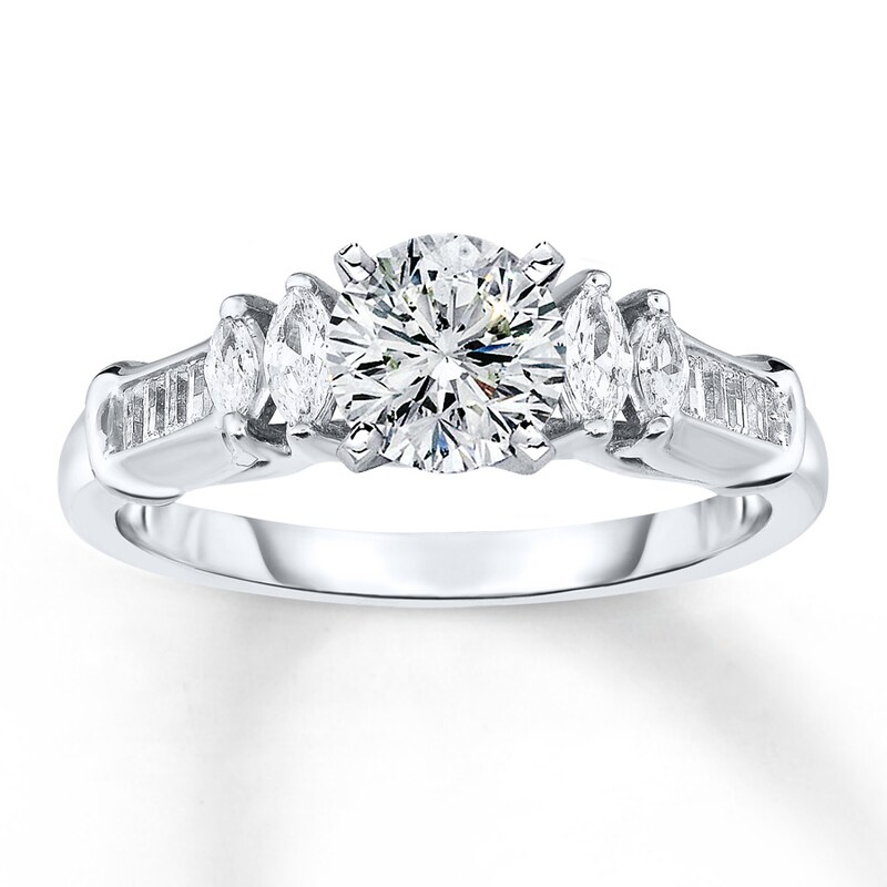 Main Image 3 of Previously Owned Diamond Ring Setting 1/4 ct tw Marquise/Baguette 14K White Gold