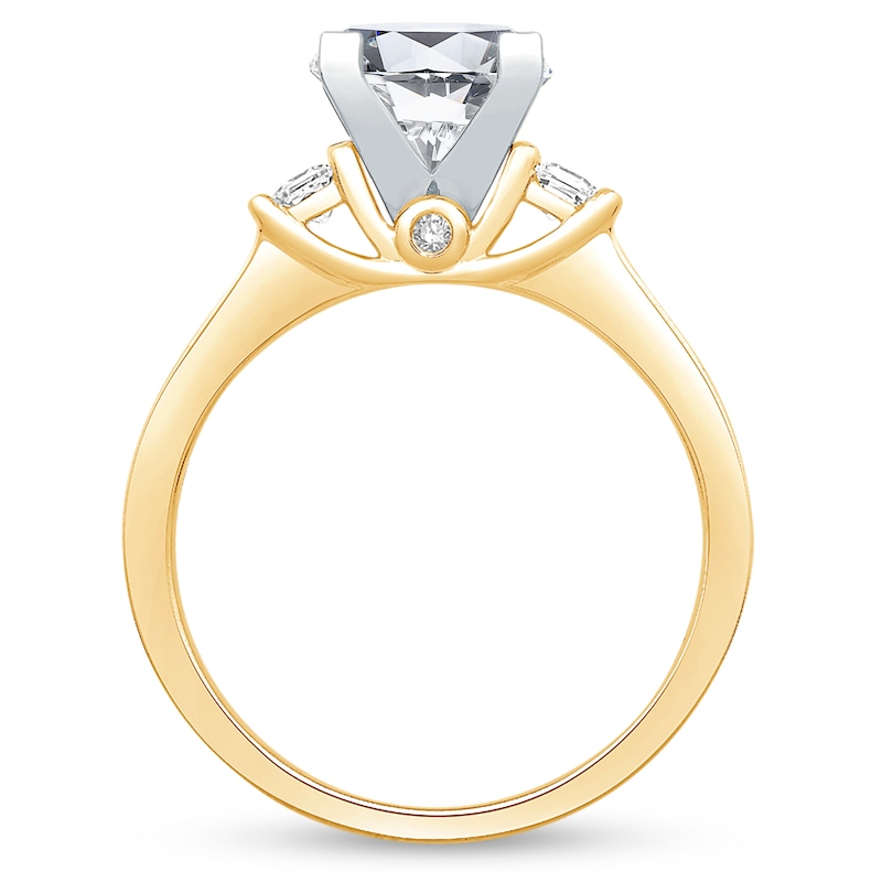 Main Image 2 of Previously Owned Diamond Engagement Ring Setting 7/8 ct tw Princess 14K Two-Tone Gold