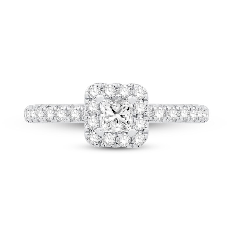 Main Image 2 of Previously Owned Diamond Engagement Ring 5/8 ct tw Princess/Round 14K White Gold