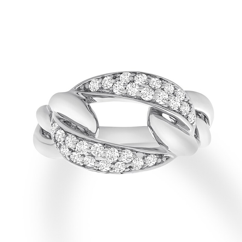 Previously Owned Diamond Link Ring 1/2 carat tw Round 10K White Gold