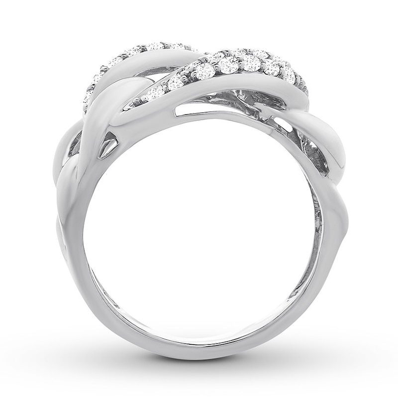 Main Image 2 of Previously Owned Diamond Link Ring 1/2 carat tw Round 10K White Gold