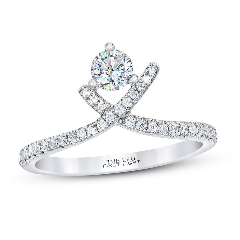 Main Image 1 of Previously Owned THE LEO First Light Diamond Ring 1/2 ct tw Round 14K White Gold