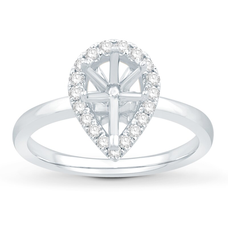 Main Image 1 of Previously Owned Diamond Engagement Ring Setting 1/4 ct tw Pear-shaped/Round Platinum
