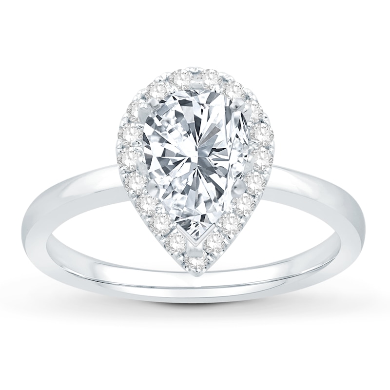 Main Image 3 of Previously Owned Diamond Engagement Ring Setting 1/4 ct tw Pear-shaped/Round Platinum
