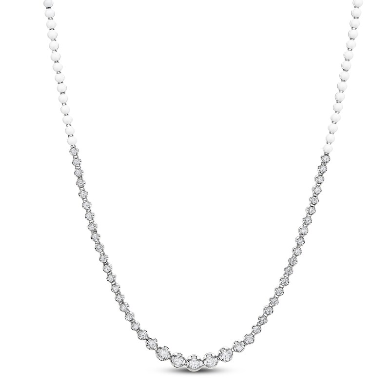 Main Image 1 of Previously Owned Diamond Necklace 2 ct tw Round 14K White Gold
