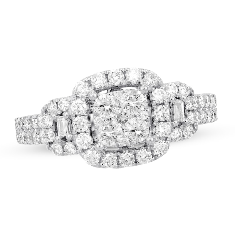 Main Image 1 of Previously Owned Diamond Engagement Ring 1-1/8 ct tw Round/Baguette 14K Gold