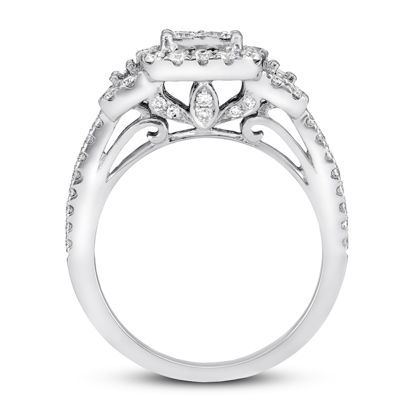 Main Image 2 of Previously Owned Diamond Engagement Ring 1-1/8 ct tw Round/Baguette 14K Gold