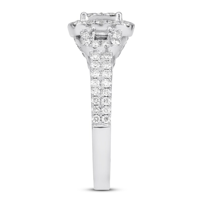Main Image 3 of Previously Owned Diamond Engagement Ring 1-1/8 ct tw Round/Baguette 14K Gold