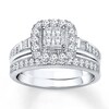 Thumbnail Image 1 of Previously Owned Diamond Bridal Set 1/2 ct tw Princess-cut 14K White Gold