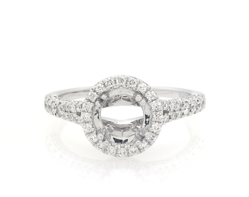 Main Image 1 of Previously Owned Diamond Halo Engagement Ring Setting 5/8 ct tw 14K White Gold