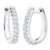 Thumbnail Image 1 of Previously Owned Diamond Hoop Earrings 1/2 ct tw Round-cut 14K White Gold