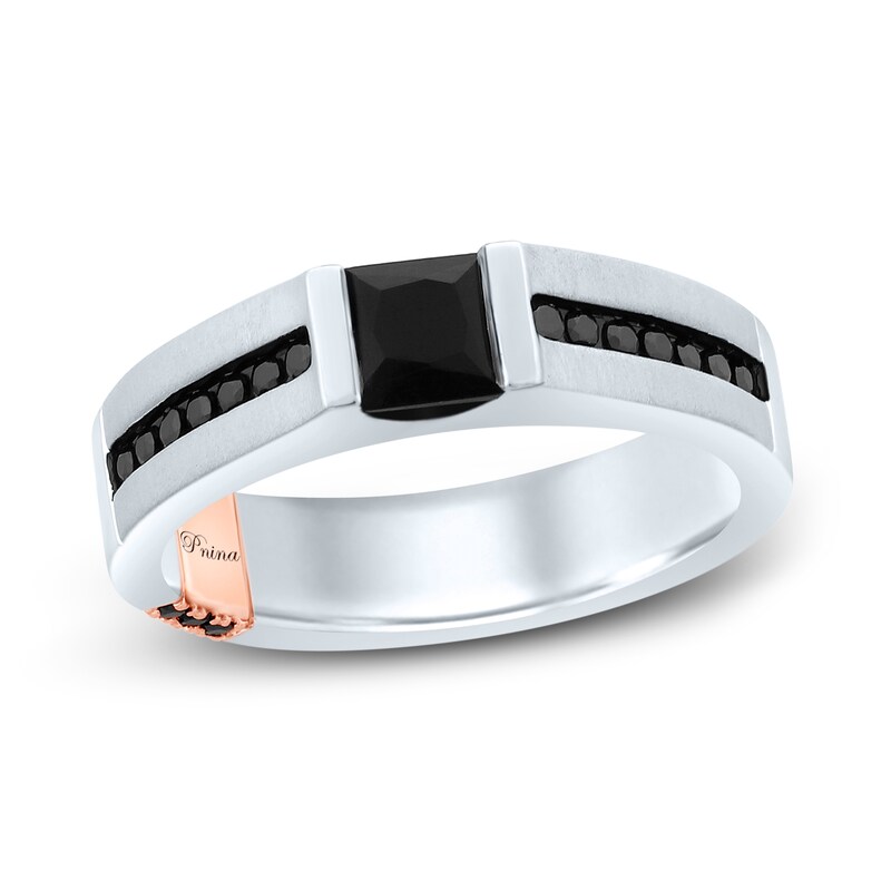 Main Image 1 of Previously Owned Pnina Tornai Power Of Love Men's Black Diamond Wedding Band 1 ct tw Round 14K White Gold
