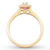 Thumbnail Image 2 of Previously Owned Diamond & Natural Pink Sapphire Promise Ring 1/4 carat tw Round 10K Yellow Gold