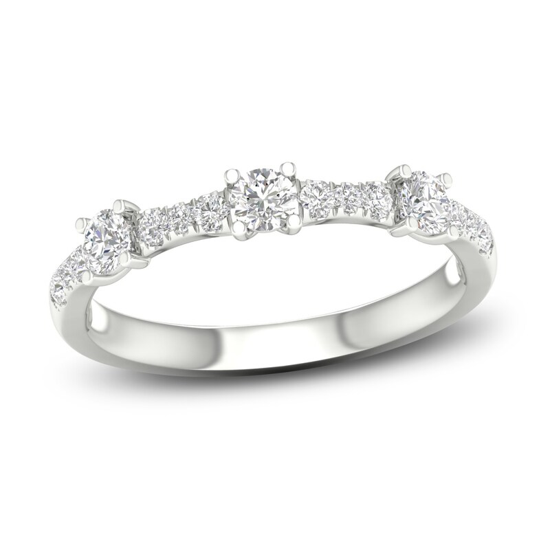Main Image 1 of Previously Owned Diamond 3-Stone Ring 1/2 ct tw Round 10K White Gold