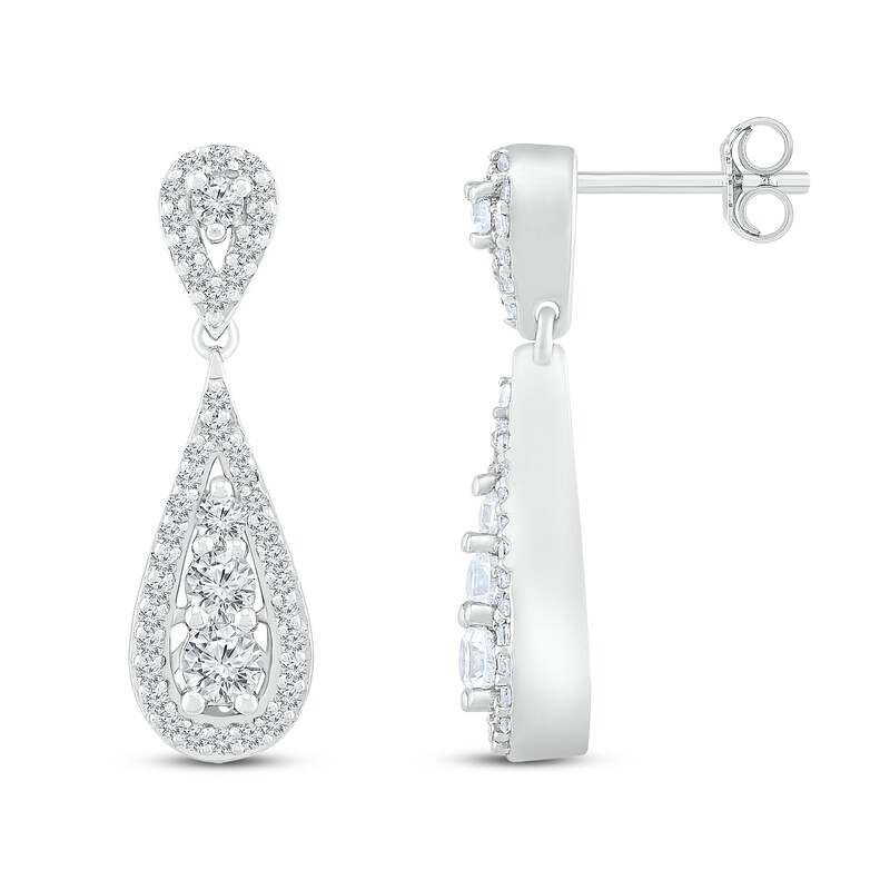Main Image 2 of Previously Owned Diamond Dangle Earrings 1/2 ct tw Round 10K White Gold