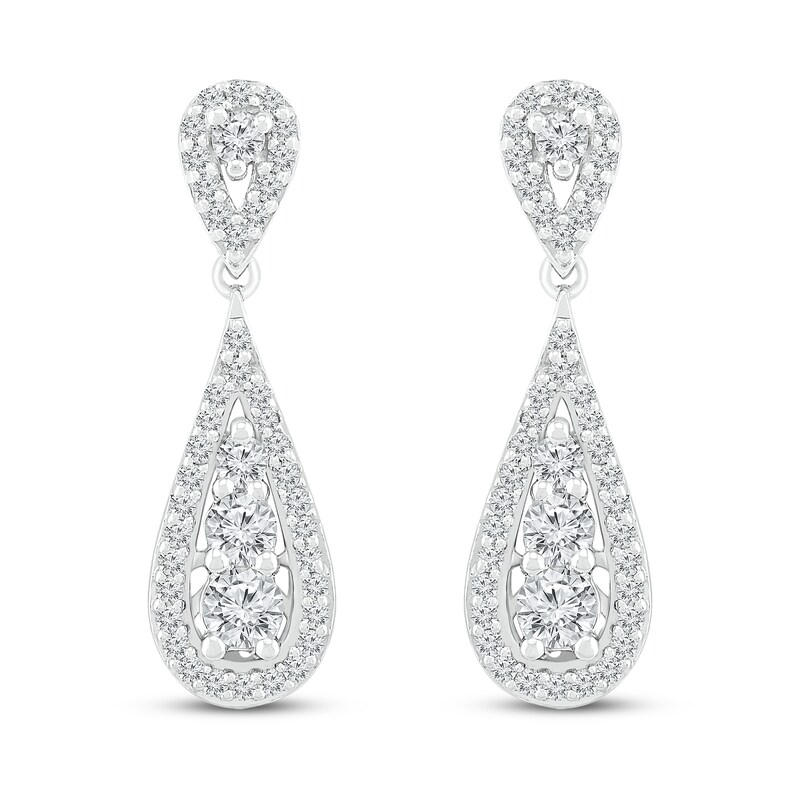 Main Image 3 of Previously Owned Diamond Dangle Earrings 1/2 ct tw Round 10K White Gold