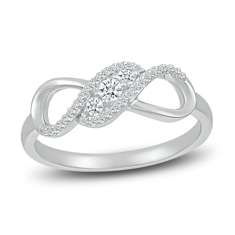 Main Image 1 of Previously Owned Diamond Infinity Swirl Ring 1/5 ct tw Round 10K White Gold