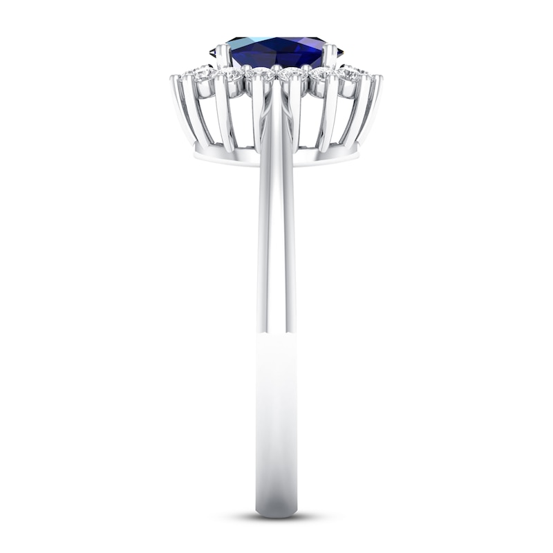 Main Image 2 of Previously Owned Blue Sapphire Ring 1/5 ct tw Diamonds 10K White Gold