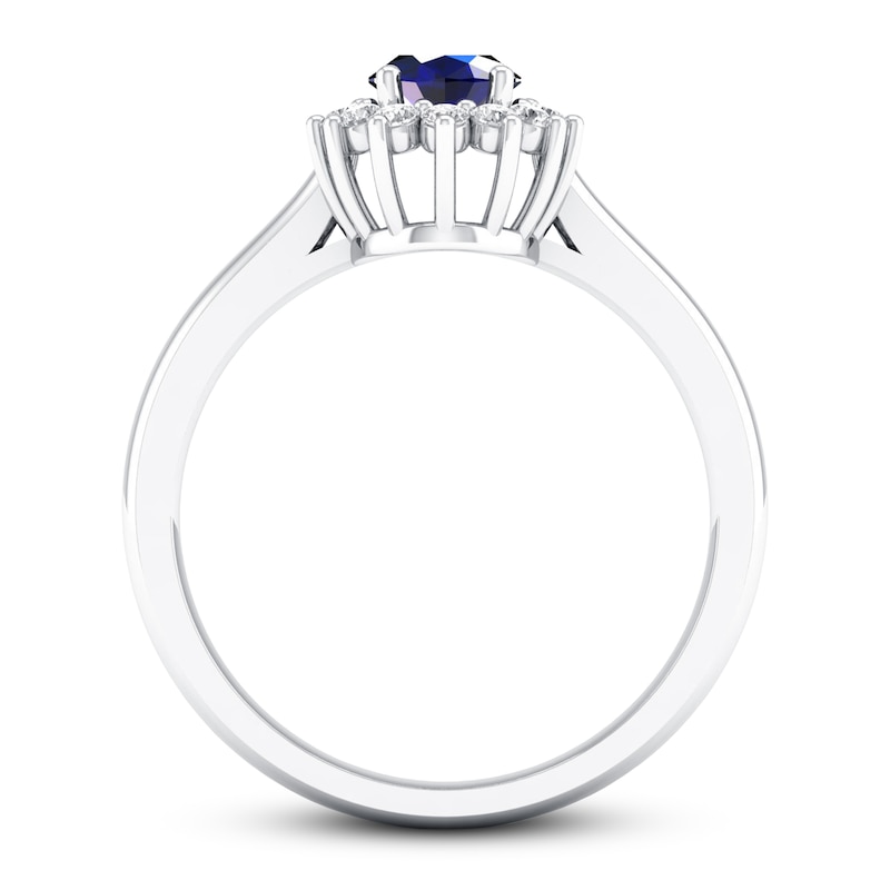 Main Image 3 of Previously Owned Blue Sapphire Ring 1/5 ct tw Diamonds 10K White Gold