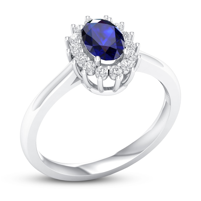 Main Image 4 of Previously Owned Blue Sapphire Ring 1/5 ct tw Diamonds 10K White Gold