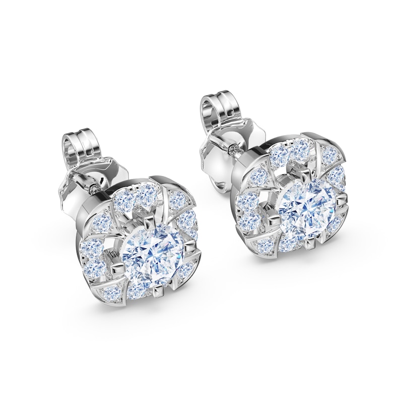 Main Image 3 of Previously Owned Certified Diamond Stud Earrings 1/2 ct tw Round 14K White Gold