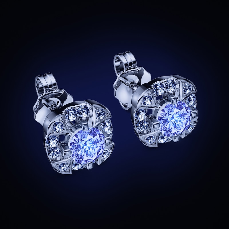 Main Image 4 of Previously Owned Certified Diamond Stud Earrings 1/2 ct tw Round 14K White Gold