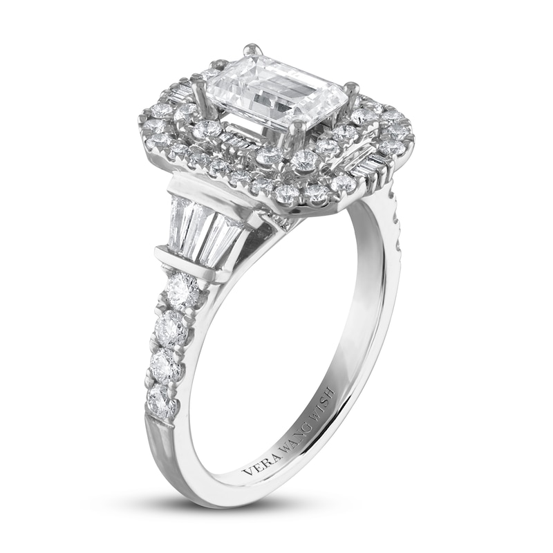 Main Image 2 of Previously Owned Vera Wang WISH Diamond Engagement Ring 1 7/8 ct tw Baguette/Emerald/Round 14K White Gold