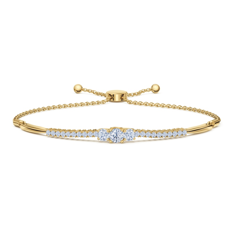 Main Image 1 of Previously Owned Certified Diamond Bolo Bracelet 1 ct tw Round 14K Yellow Gold
