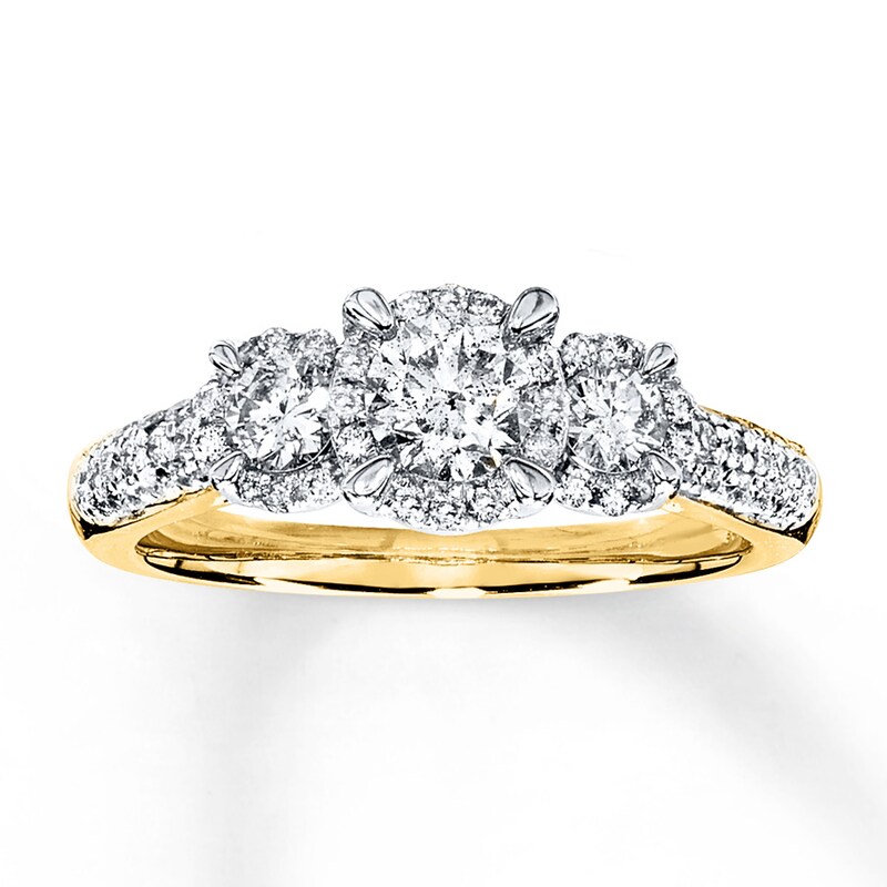 Main Image 1 of Previously Owned Diamond 3-Stone Ring 1 ct tw Round-cut 14K Yellow Gold