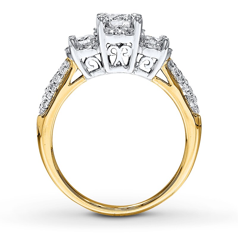 Main Image 2 of Previously Owned Diamond 3-Stone Ring 1 ct tw Round-cut 14K Yellow Gold